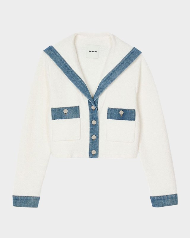 Baluchon Denim-Trim Cardigan